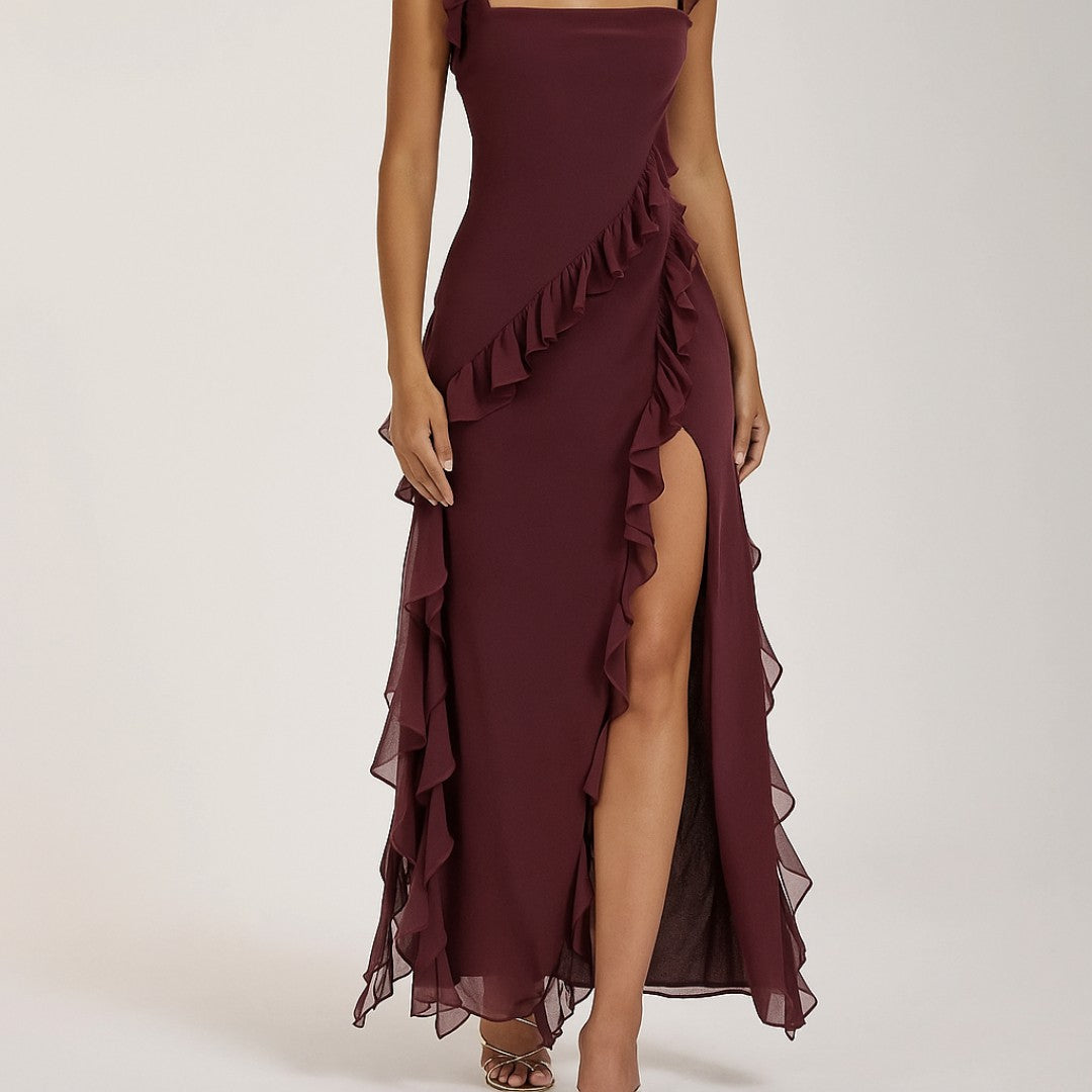 Women's Ruffled Maxi Dress | Sleeveless Design