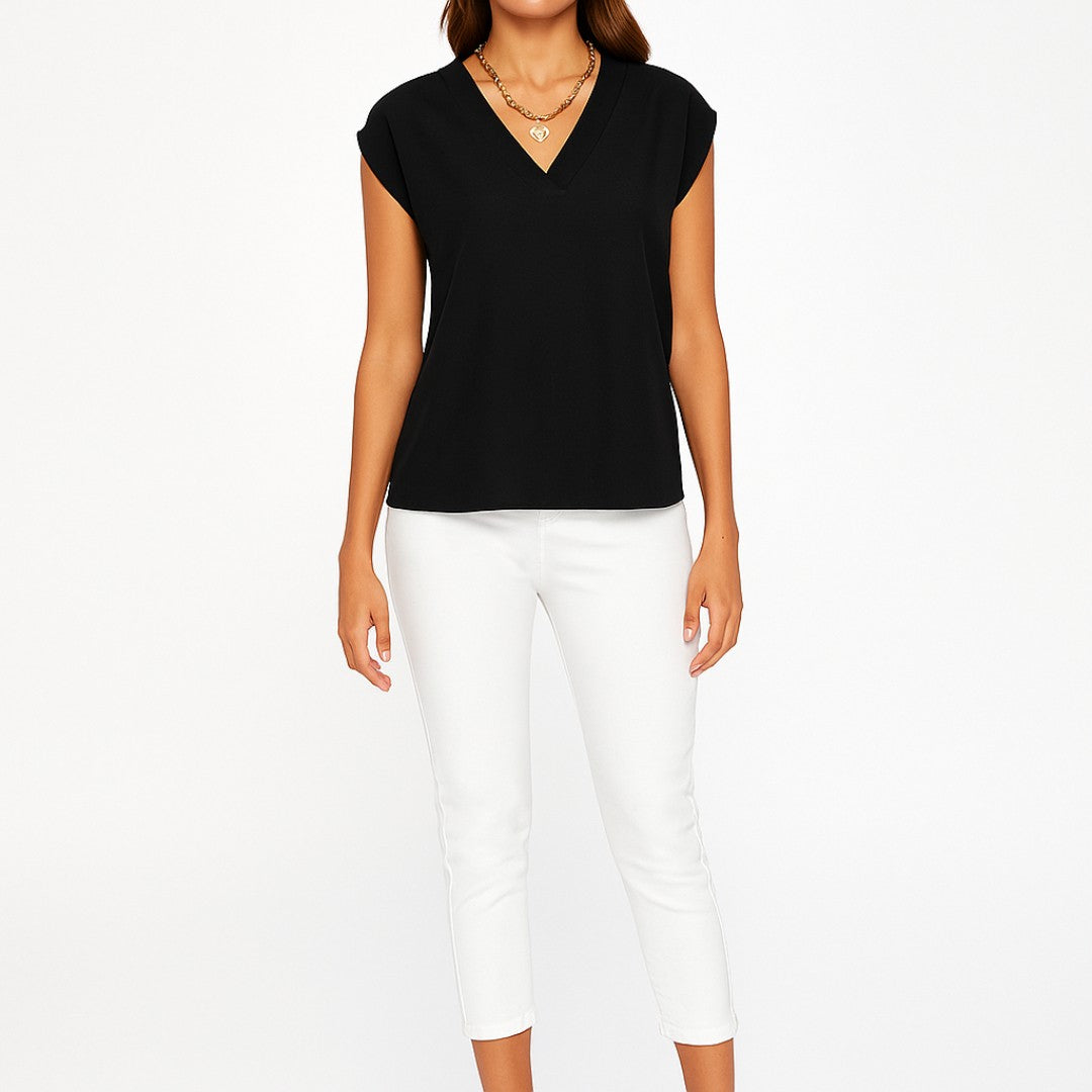 Women's Summer Blouse With V-Neck | Short Sleeve Style