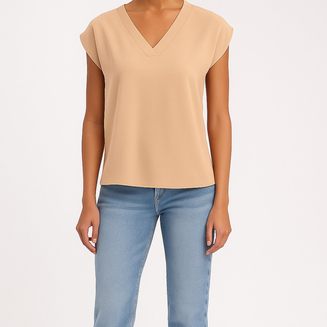 Women's Summer Blouse With V-Neck | Short Sleeve Style