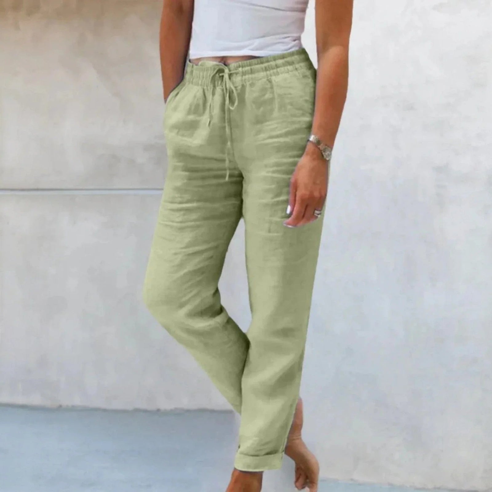 Women's Drawstring Cropped Pants | Ankle Length Style - Nelluva