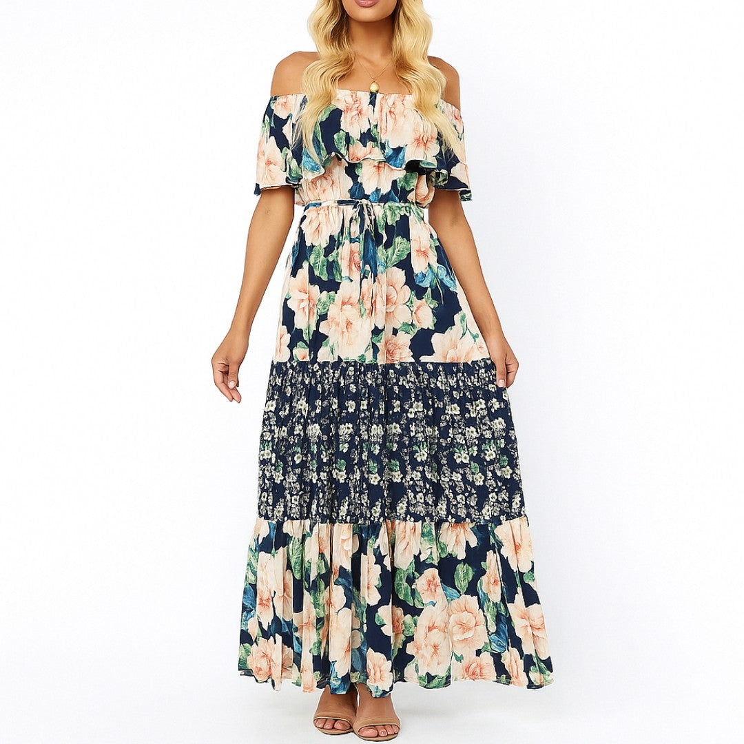 Women's Off-Shoulder Maxi Dress | Floral Print Design