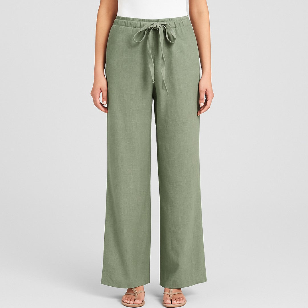 Women's Long Trousers With Belt | High-Waisted Fit