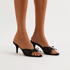 Women's Shoes | Black High Heels Open Toe Design