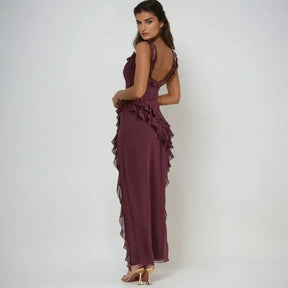 Women's Ruffled Maxi Dress | Sleeveless Design - Nelluva