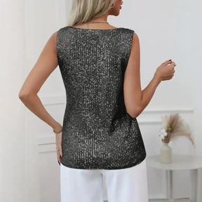 Women's Sequin V-Neck Tank Top - Nelluva