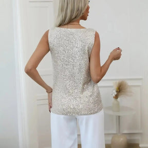Women's Sequin V-Neck Tank Top - Nelluva