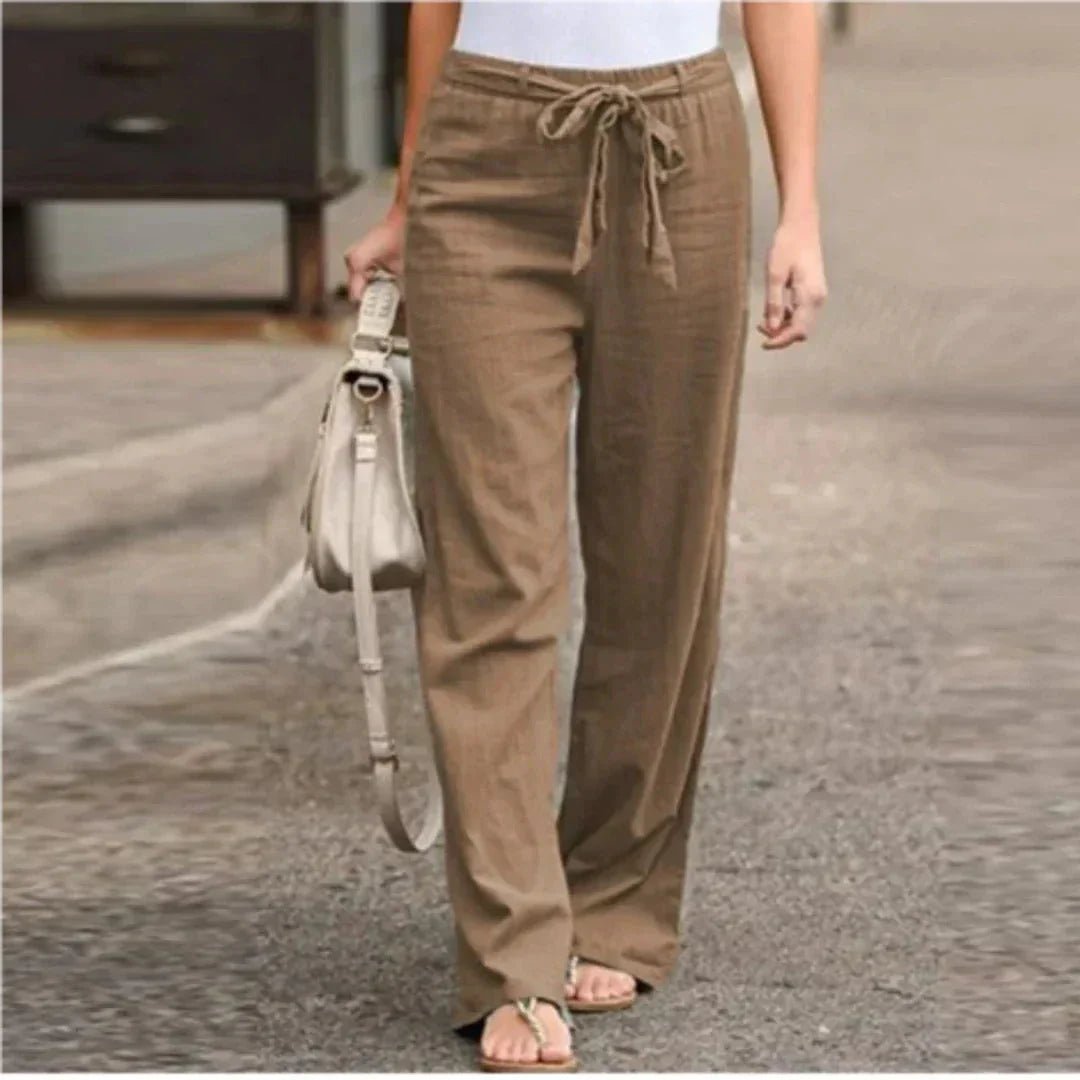 Women's Long Trousers With Belt | High - Waisted Fit - Nelluva